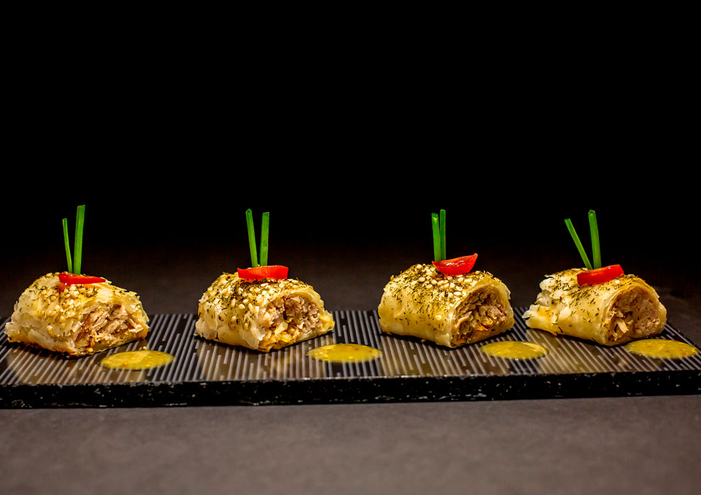 Bocadillos, Filo relleno de Pato confitado y Chabacano